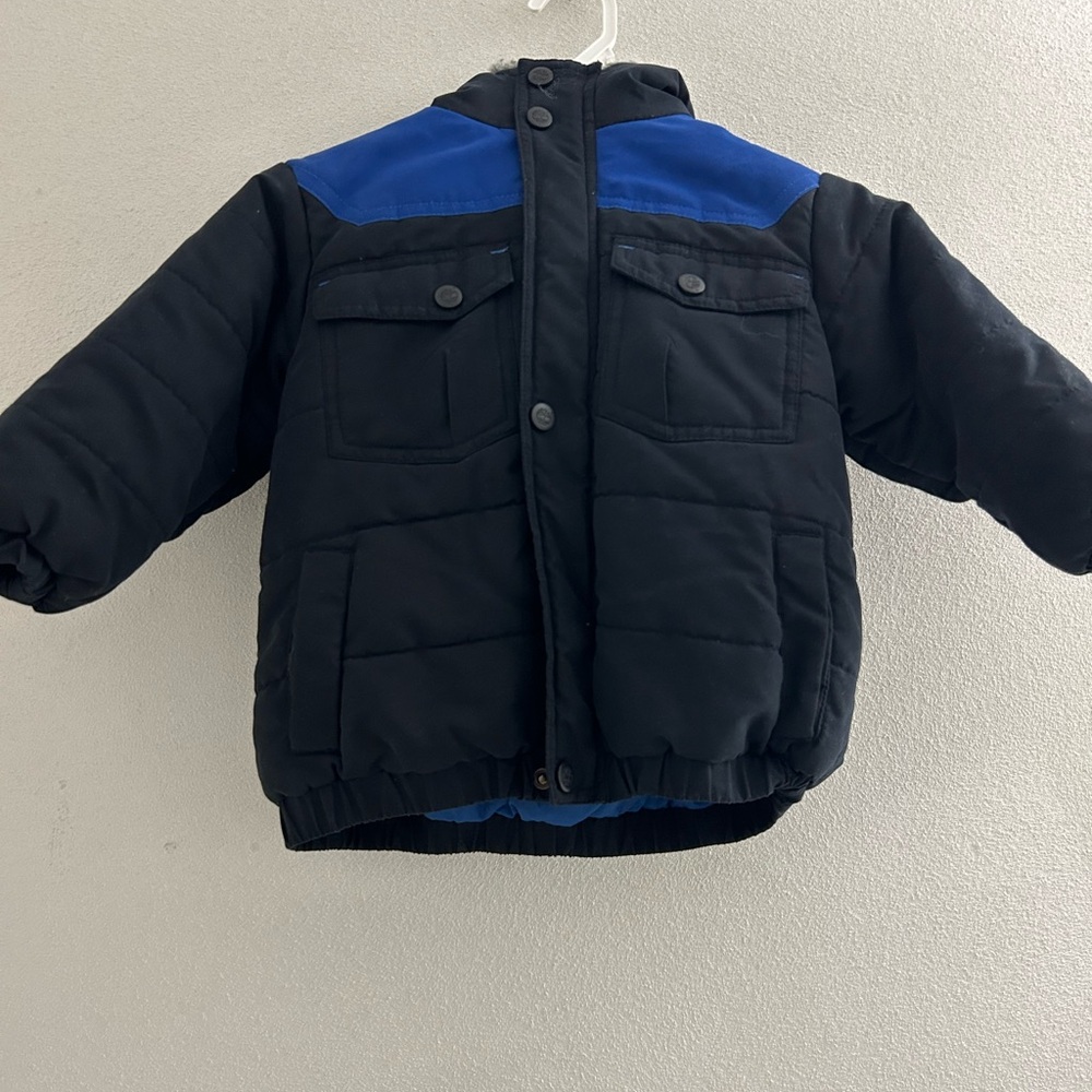 Timberland Kids Black and Blue puffer Coat in boys size 24 months